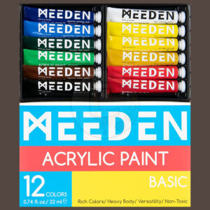 MEEDEN Basic/Metallic/Pastel Acrylic Paint 12 Colors 22ml